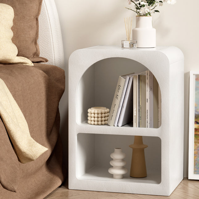 Artiss Bedside Table Shelves Side End Table Storage Nightstand White ARCHED.