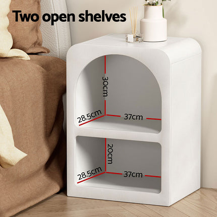 Artiss Bedside Table Shelves Side End Table Storage Nightstand White ARCHED.