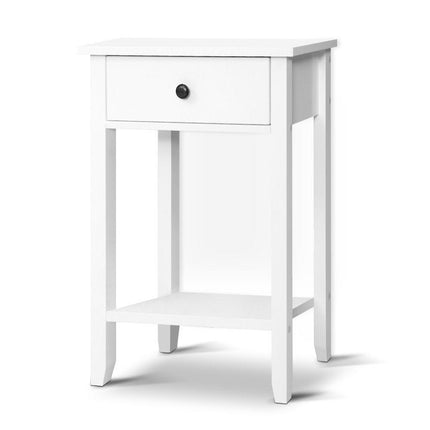 Artiss Bedside Table 1 Drawer with Shelf - BOWIE White.