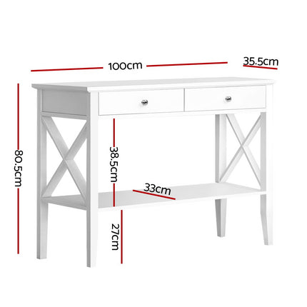Artiss Console Table 2 Drawers 100CM White Chole.
