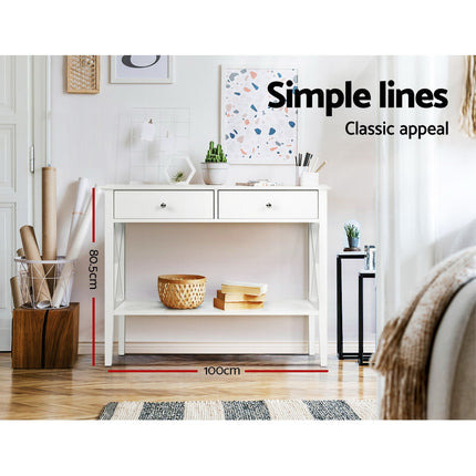 Artiss Console Table 2 Drawers 100CM White Chole.