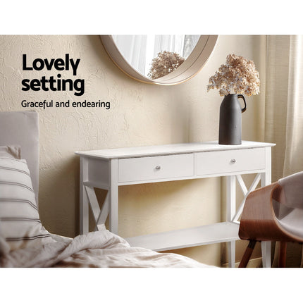 Artiss Console Table 2 Drawers 100CM White Chole.