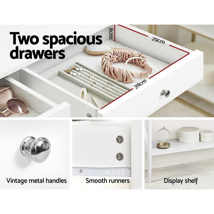 Artiss Console Table 2 Drawers 100CM White Chole.