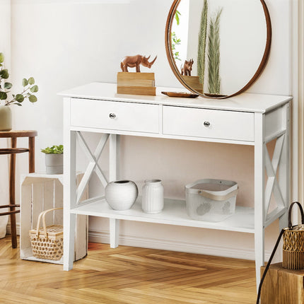 Artiss Console Table 2 Drawers 100CM White Chole.