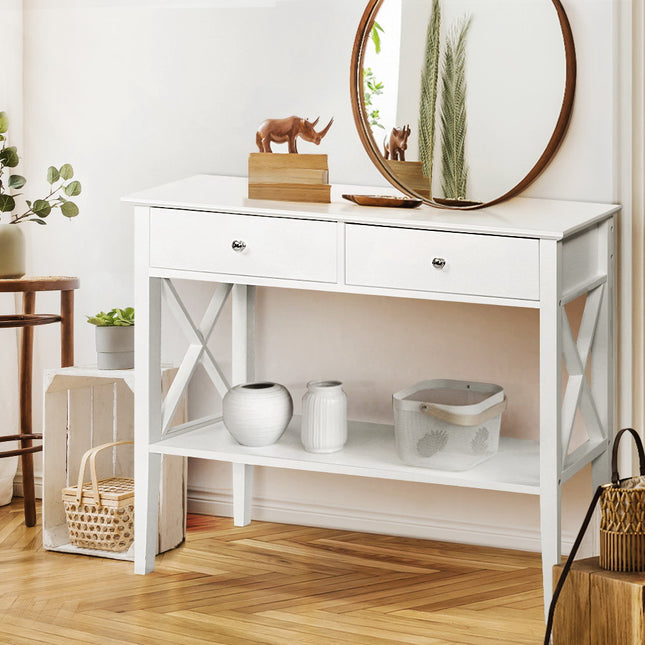 Artiss Console Table 2 Drawers 100CM White Chole.