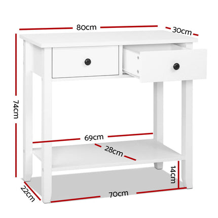 Artiss Console Table 2 Drawers 80CM White Chole.