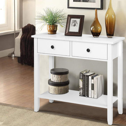 Artiss Console Table 2 Drawers 80CM White Chole.