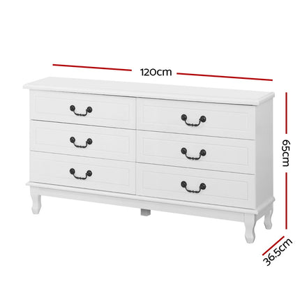 Artiss 6 Chest of Drawers - KUBI White.