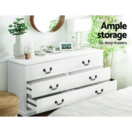 Artiss 6 Chest of Drawers - KUBI White.