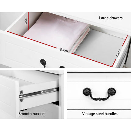 Artiss 6 Chest of Drawers - KUBI White.