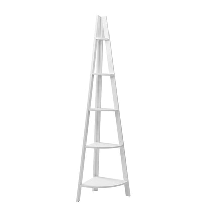 Artiss Bookshelf Corner Shelf 5 Tiers - CANE White.