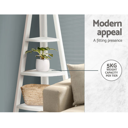 Artiss Bookshelf Corner Shelf 5 Tiers - CANE White.