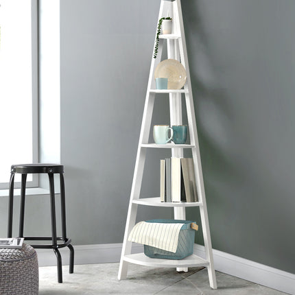 Artiss Bookshelf Corner Shelf 5 Tiers - CANE White.