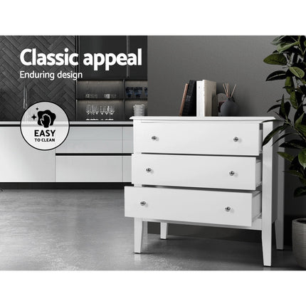 Artiss 3 Chest of Drawers - BRITTANY White.