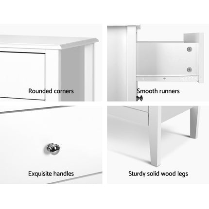 Artiss 3 Chest of Drawers - BRITTANY White.