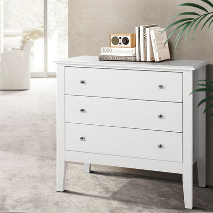 Artiss 3 Chest of Drawers - BRITTANY White.