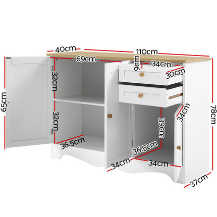 Artiss Buffet Sideboard 3 Doors - BERNE White.