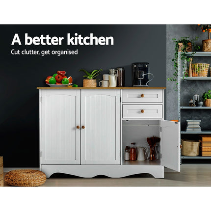 Artiss Buffet Sideboard 3 Doors - BERNE White.