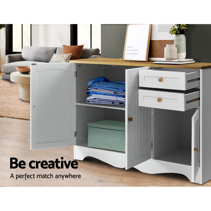 Artiss Buffet Sideboard 3 Doors - BERNE White.