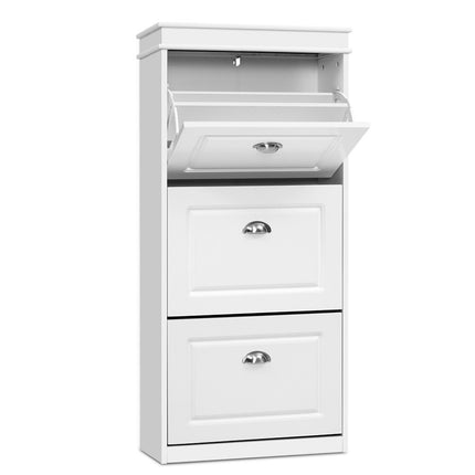 Artiss Shoe Rack Cabinet 18 Pairs 3-tier White Sena.