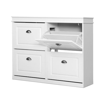 Artiss Shoe Rack Cabinet 16 Pairs 4-tier White Paul.
