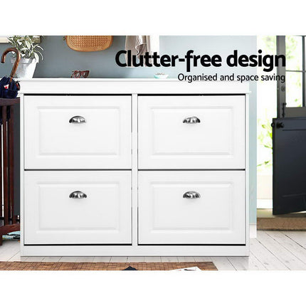 Artiss Shoe Rack Cabinet 16 Pairs 4-tier White Paul.