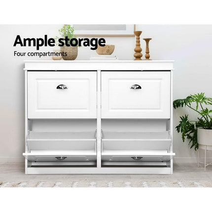 Artiss Shoe Rack Cabinet 16 Pairs 4-tier White Paul.