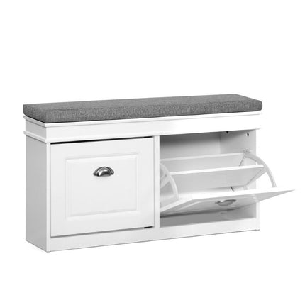 Artiss Shoe Rack Cabinet Bench 8 Pairs White.