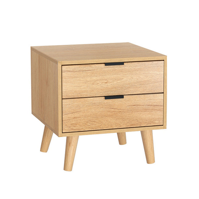 Artiss Bedside Table 2 Drawers - Pine.