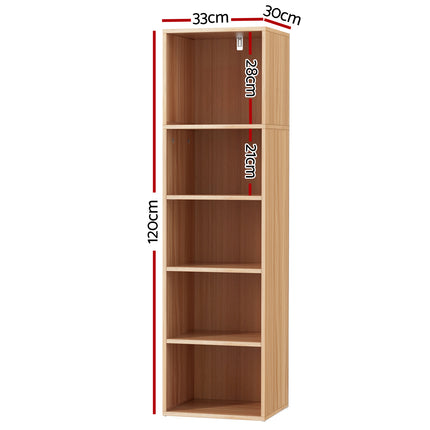 Artiss Bookshelf 5 Tiers MILO Pine.