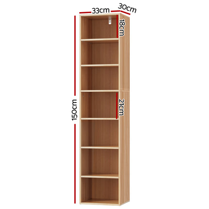 Artiss Bookshelf 7 Tiers MILO Pine.