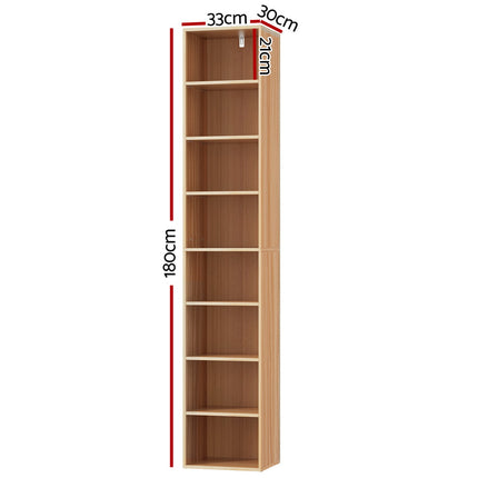 Artiss Bookshelf 8 Tiers MILO Pine.
