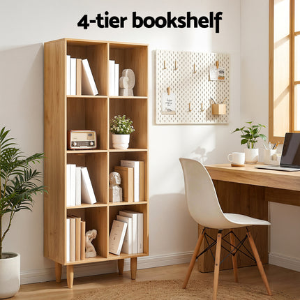 Artiss Bookshelf Bookcase 4 Tiers LEOR Pine.