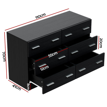 Artiss 6 Chest of Drawers - VEDA Black.