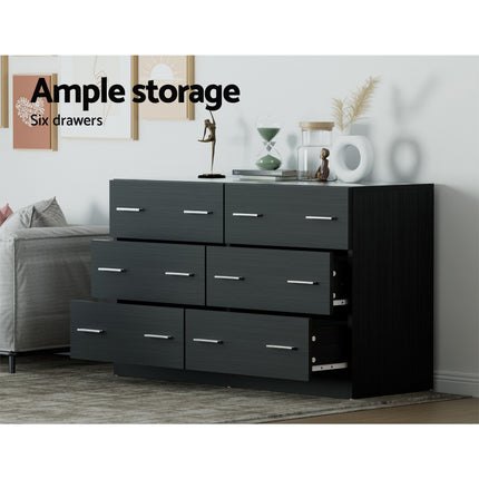 Artiss 6 Chest of Drawers - VEDA Black.