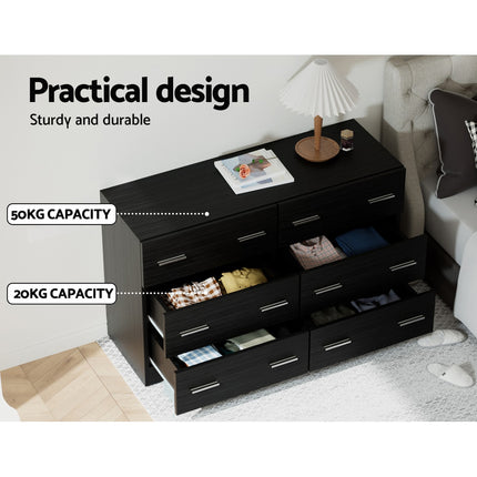 Artiss 6 Chest of Drawers - VEDA Black.
