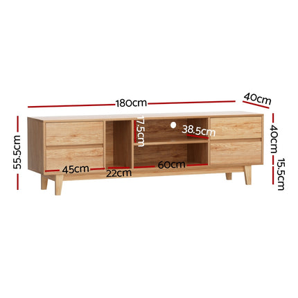 Artiss Entertainment Unit Stand TV Cabinet Storage Drawer Shelf 180cm Wooden.