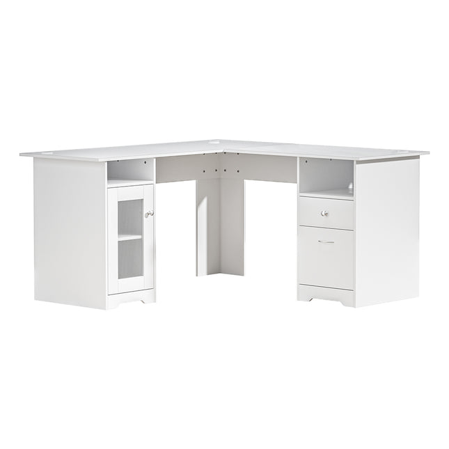 Artiss Computer Desk Shelf Cabinet L-Shape White 150CM.