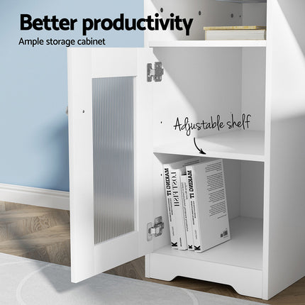 Artiss Computer Desk Shelf Cabinet L-Shape White 150CM.