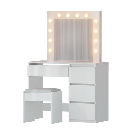 Artiss Dressing Table Set Stool 12 Led Bulbs White.