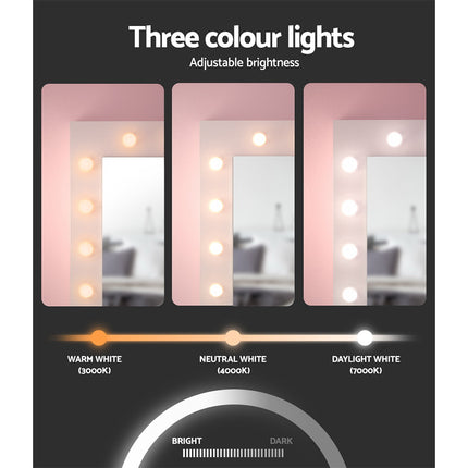 Artiss Dressing Table Set Stool 12 Led Bulbs White.