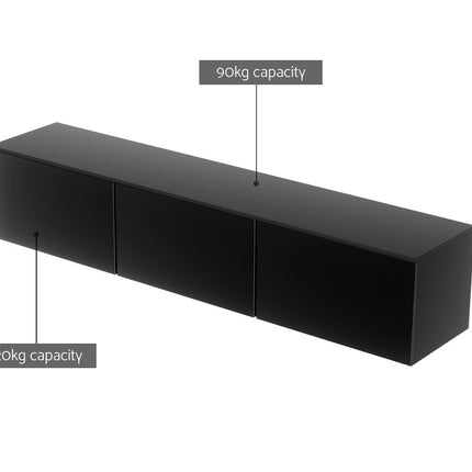 Artiss Floating Entertainment Unit TV Cabinet High Glossy Black 3 Cabinets 200CM.