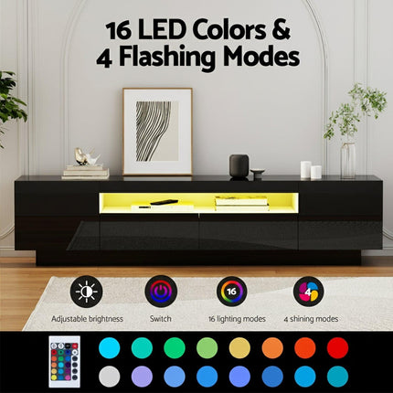 Artiss TV Unit Entertainment Unit Storage Drawer RGB LED 180cm Black.