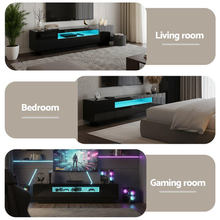 Artiss TV Unit Entertainment Unit Storage Drawer RGB LED 180cm Black.