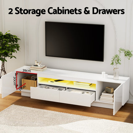 Artiss TV Unit Entertainment Unit Storage Drawer RGB LED 180cm White.
