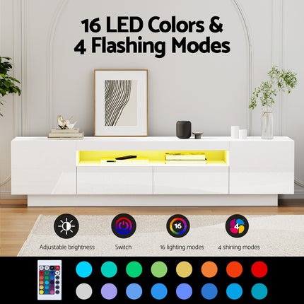 Artiss TV Unit Entertainment Unit Storage Drawer RGB LED 180cm White.