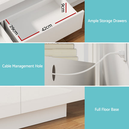 Artiss TV Unit Entertainment Unit Storage Drawer RGB LED 180cm White.