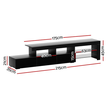 Artiss Entertainment Unit TV Cabinet LED 215cm Black Caya.