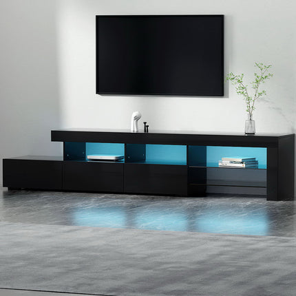 Artiss Entertainment Unit TV Cabinet LED 215cm Black Caya.