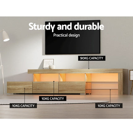 Artiss Entertainment Unit TV Cabinet LED 215cm Pine Caya.